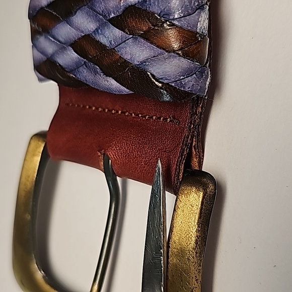 Vintage Catherine Dial Easley Leather Belt Brown Blue  display picture 3